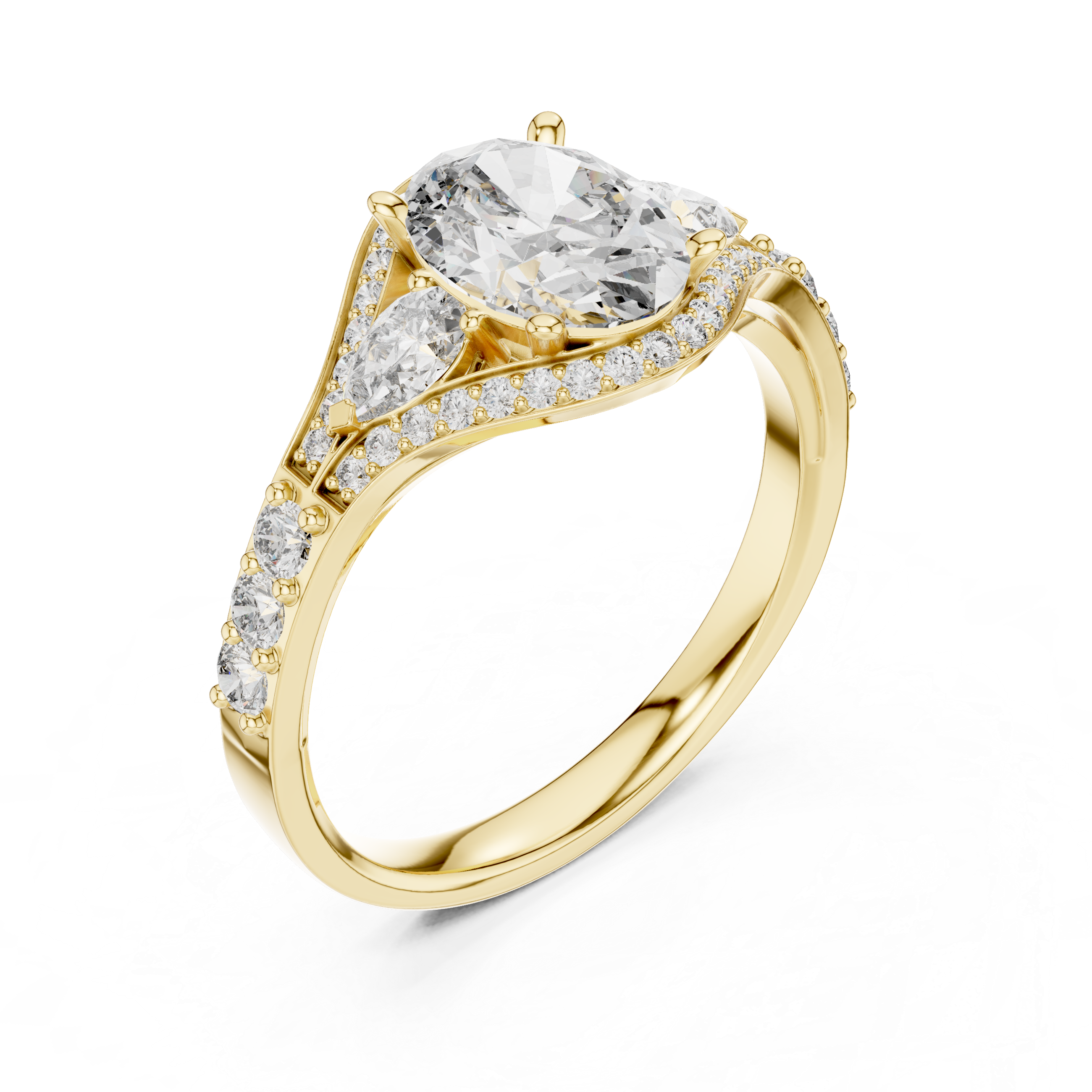 The Royal Cascade Moissanite Triple-Pave Engagement Ring