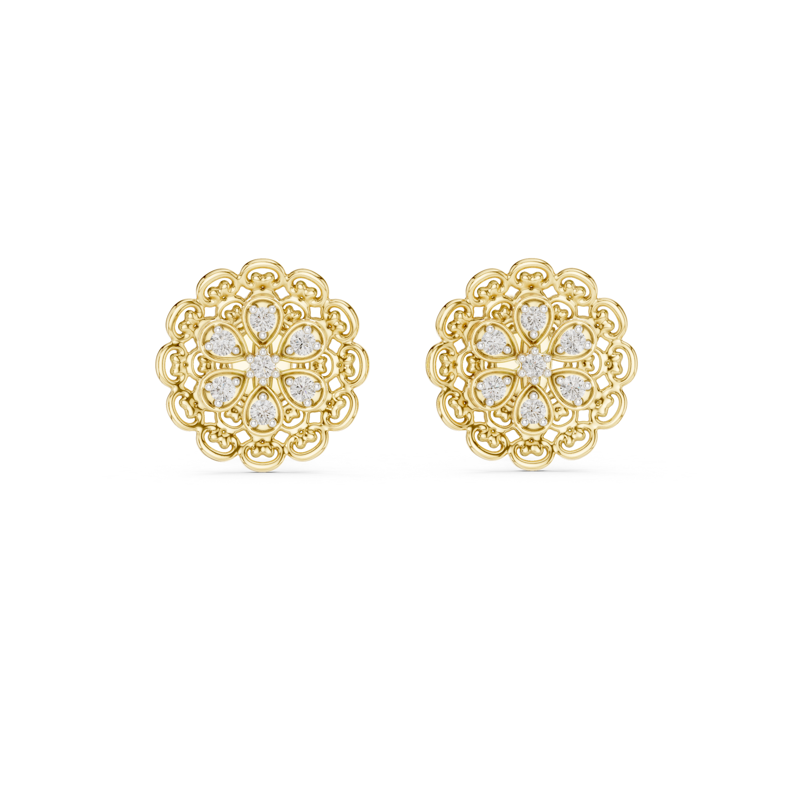 The Vintage Filigree Moissanite Flower Stud Earrings