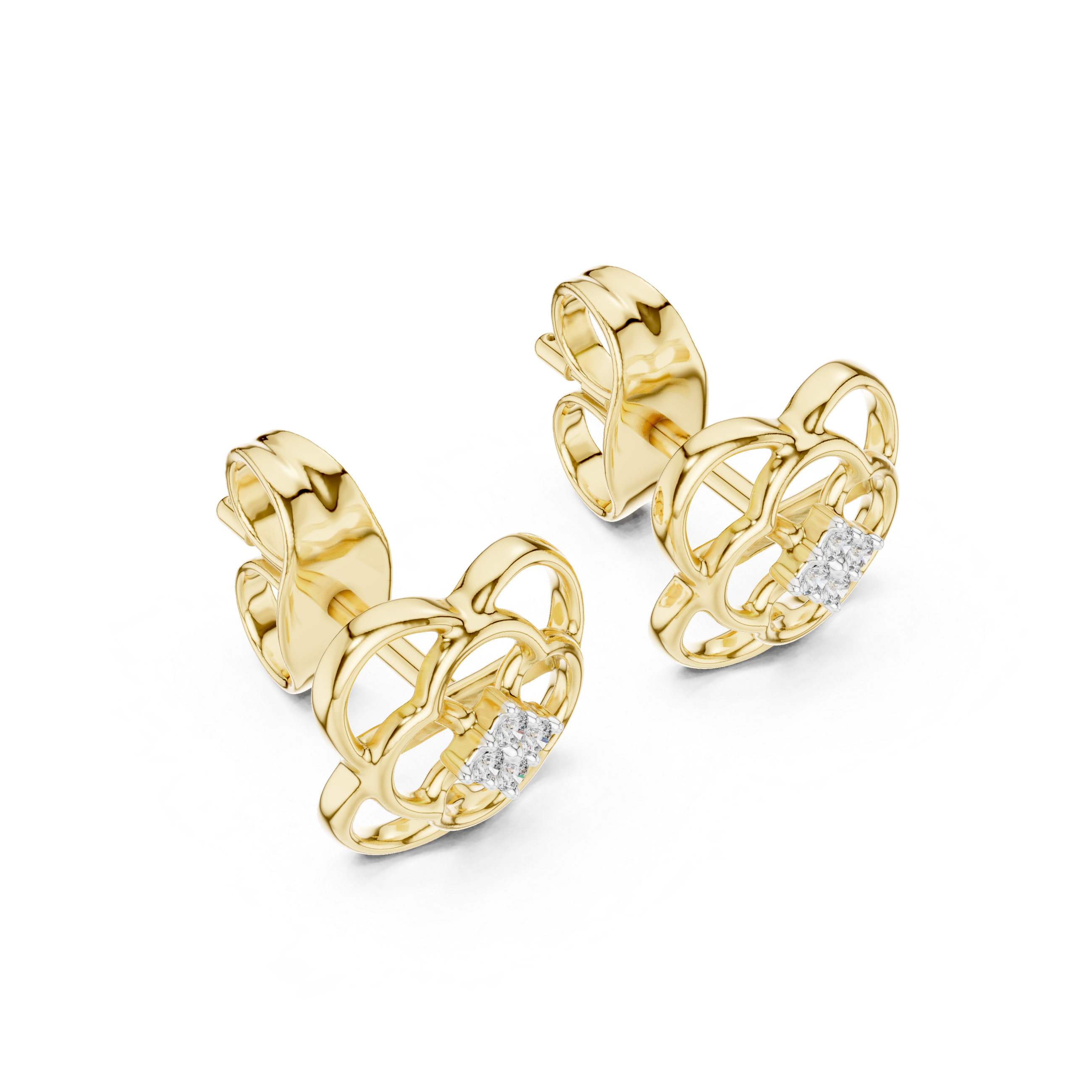 The Petal Glimmer Moissanite Flower Stud Earrings