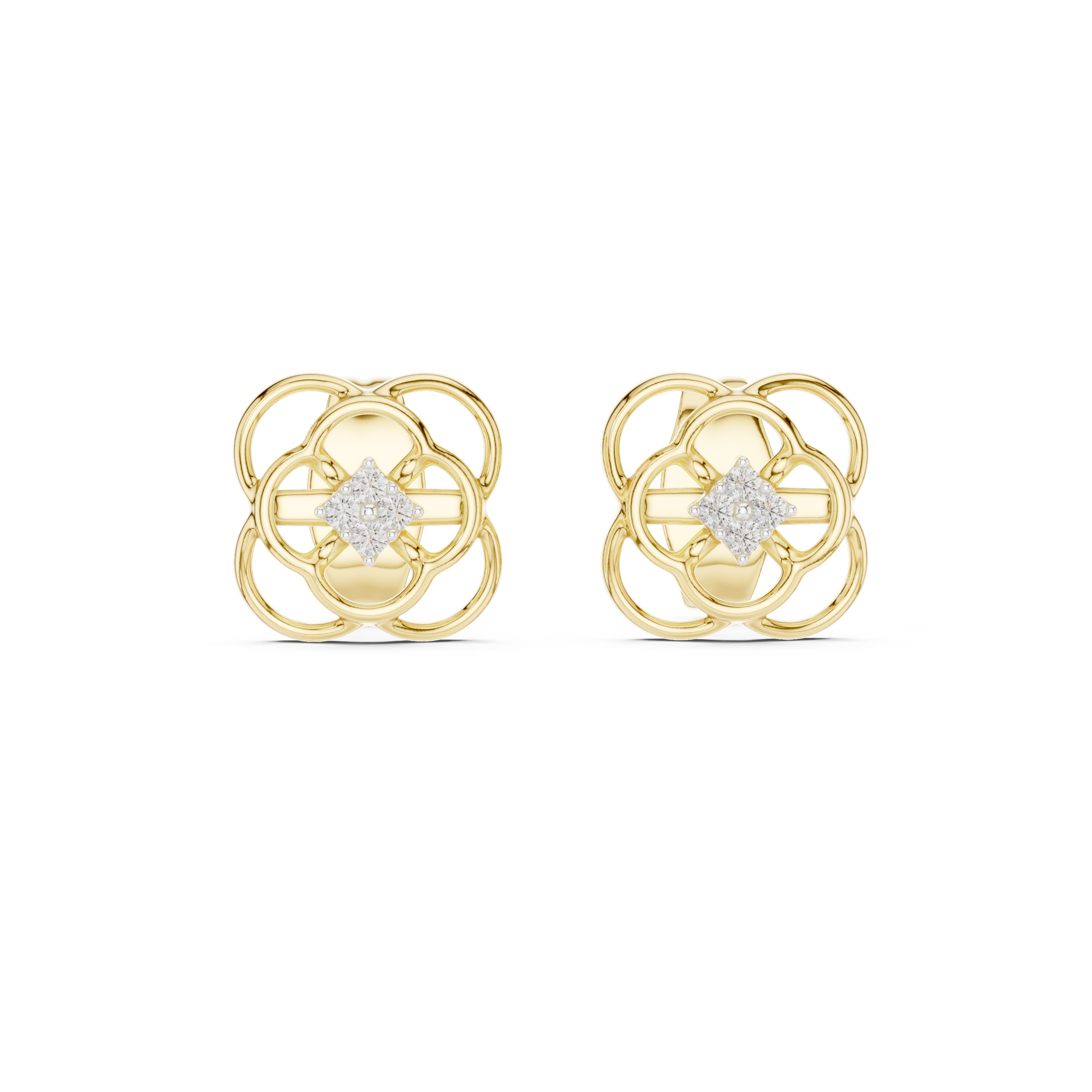 The Petal Glimmer Moissanite Flower Stud Earrings