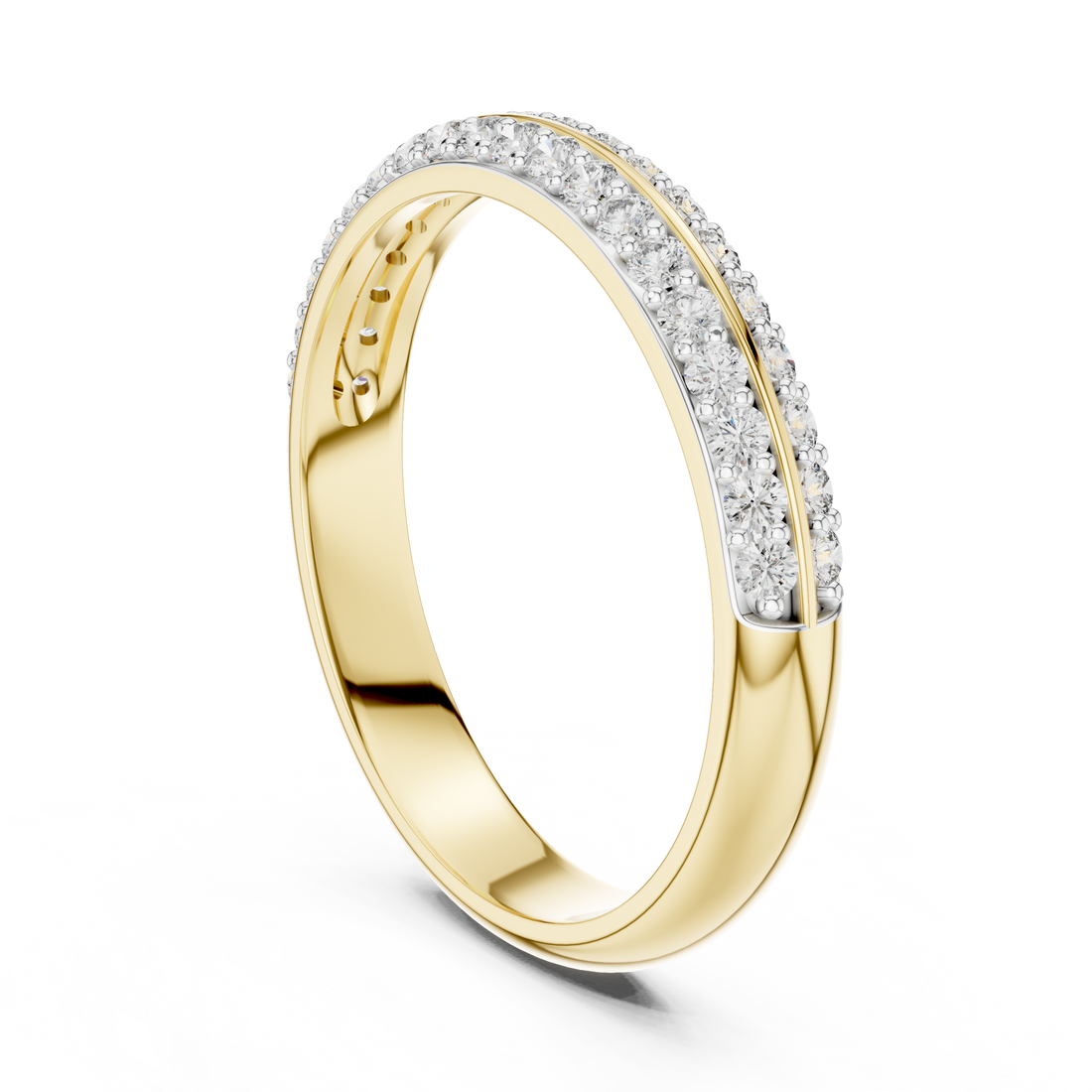The Aurora V-Band Moissanite Contoured Pave Ring