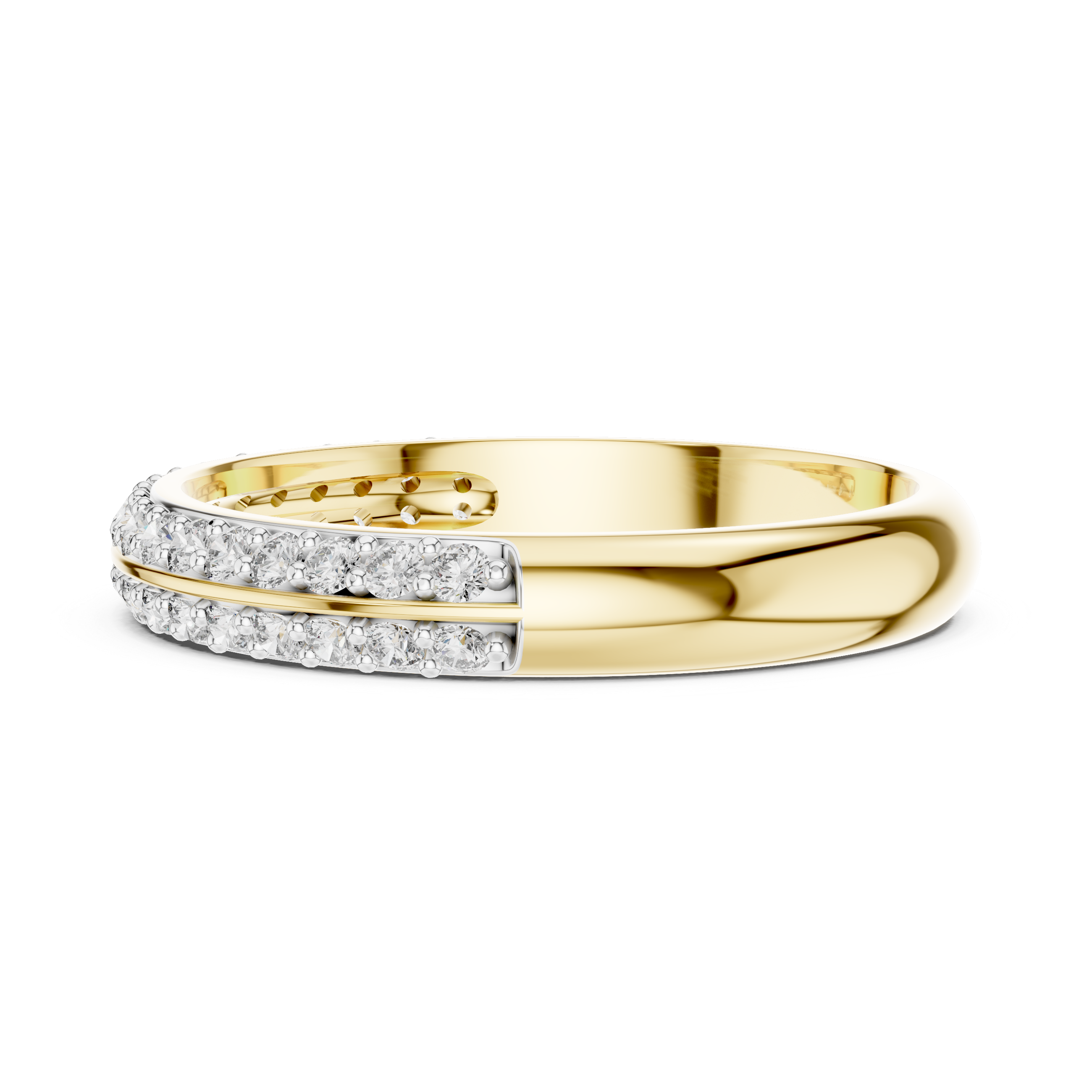 The Aurora V-Band Moissanite Contoured Pave Ring