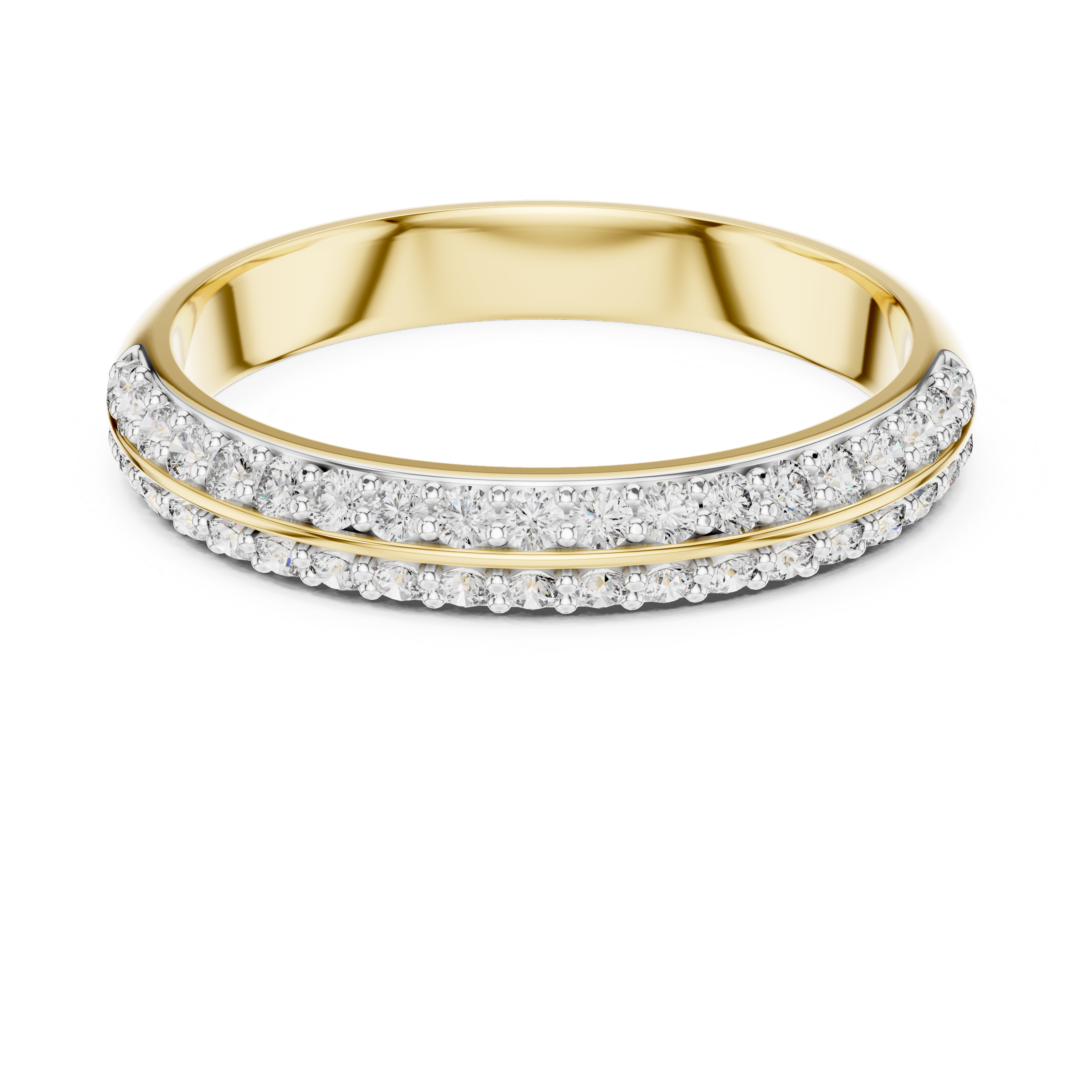 The Aurora V-Band Moissanite Contoured Pave Ring