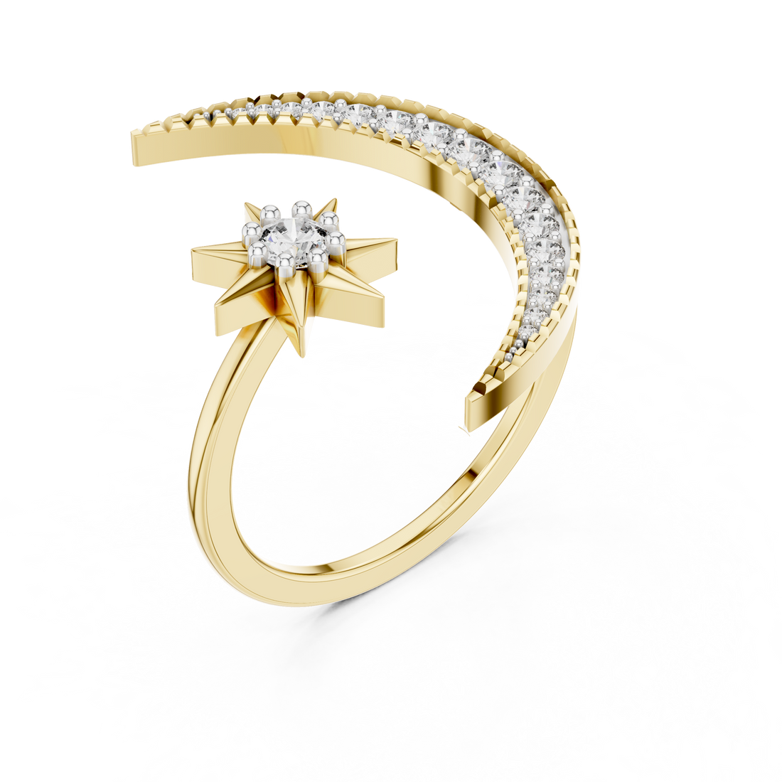 The Aurora Cascade Moissanite Tapered Cluster Ring