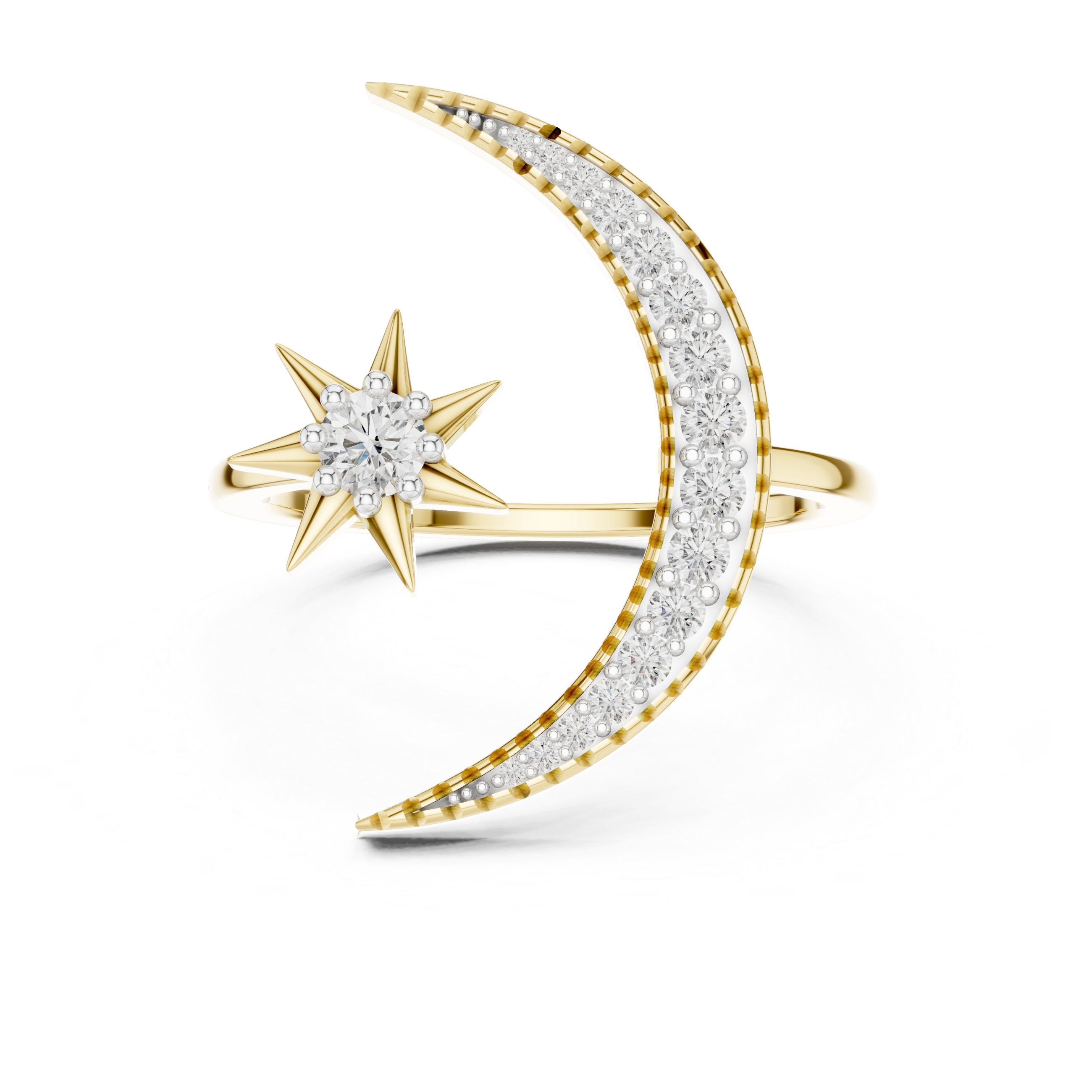 The Aurora Cascade Moissanite Tapered Cluster Ring