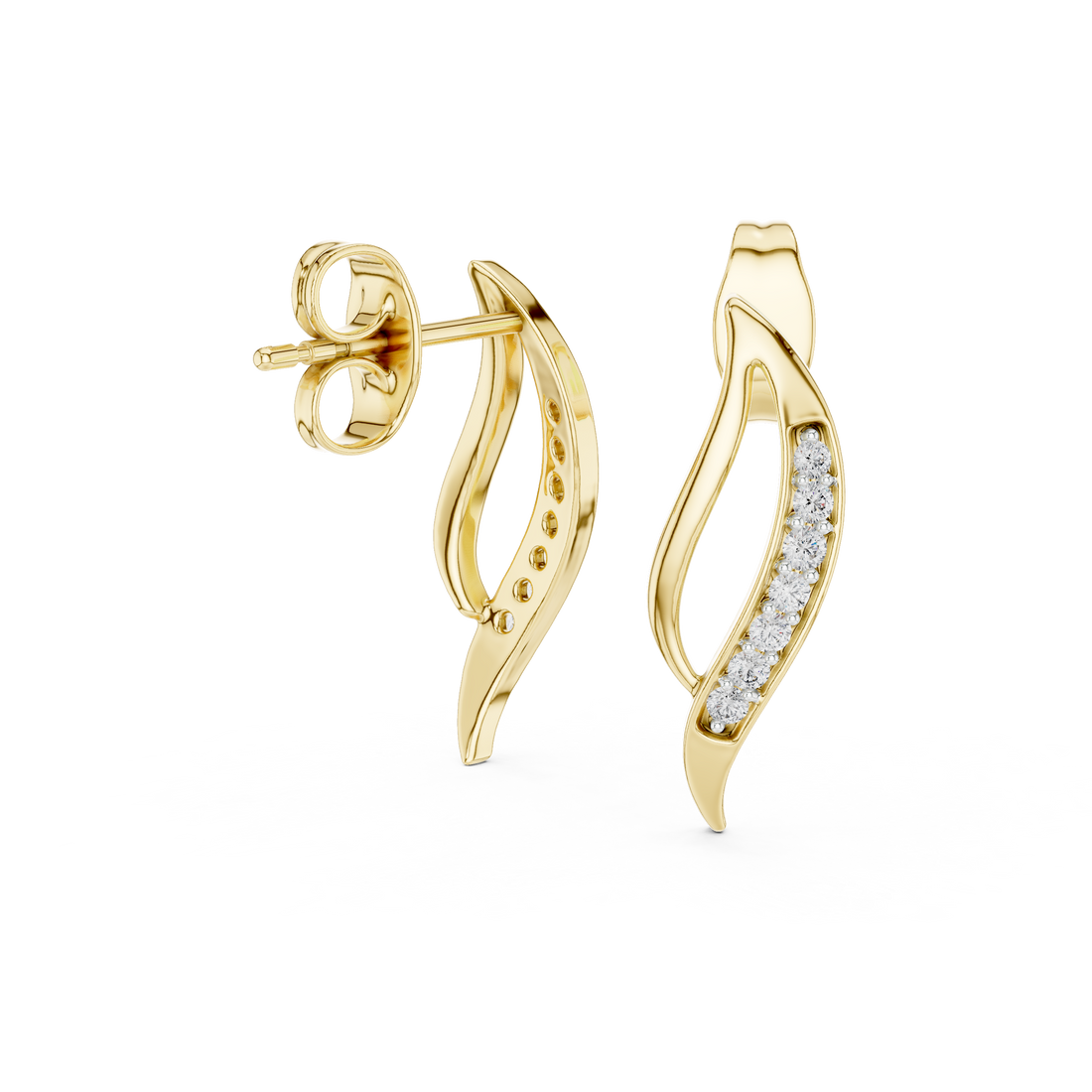 The Fluid Bow Moissanite Ribbon Stud Earrings