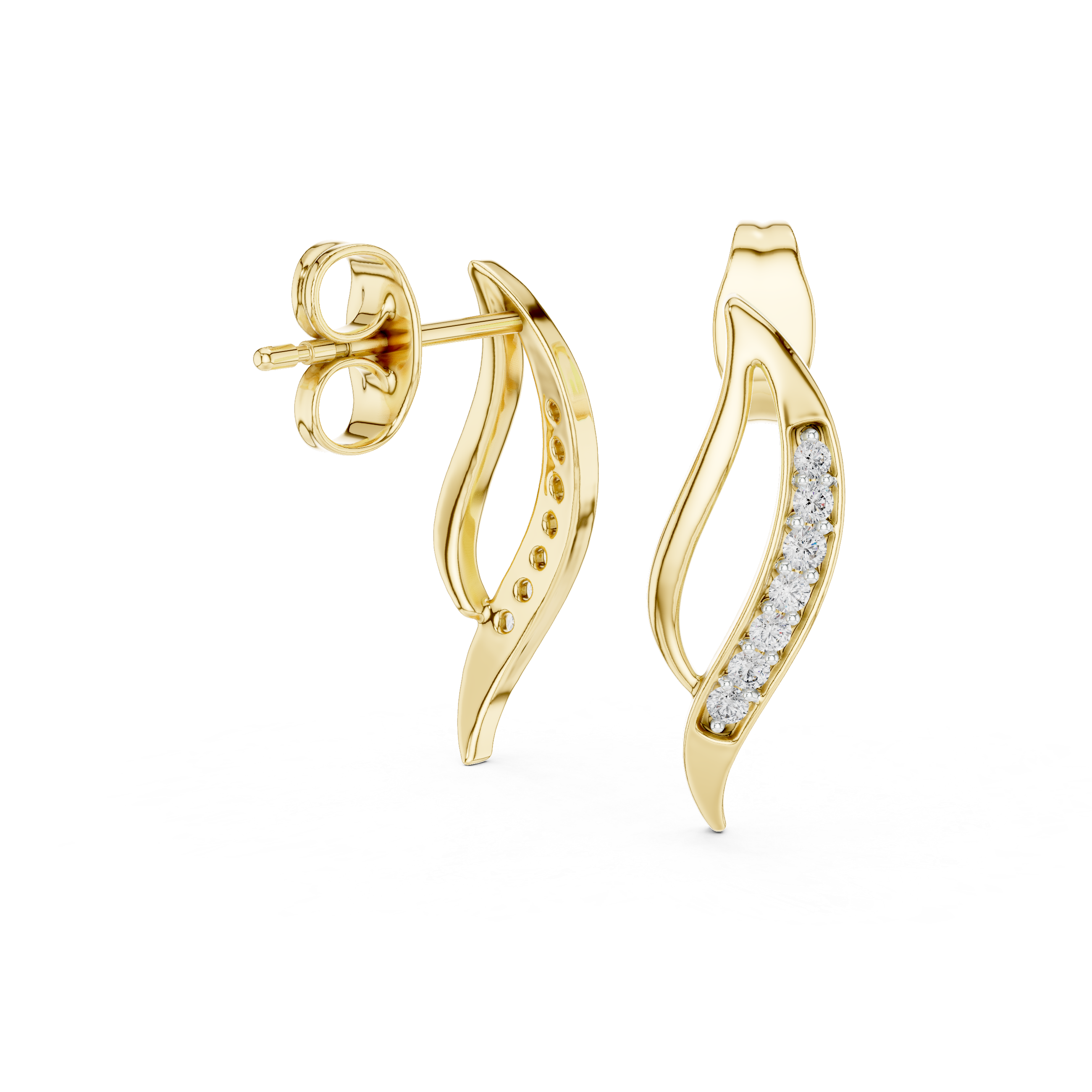The Fluid Bow Moissanite Ribbon Stud Earrings