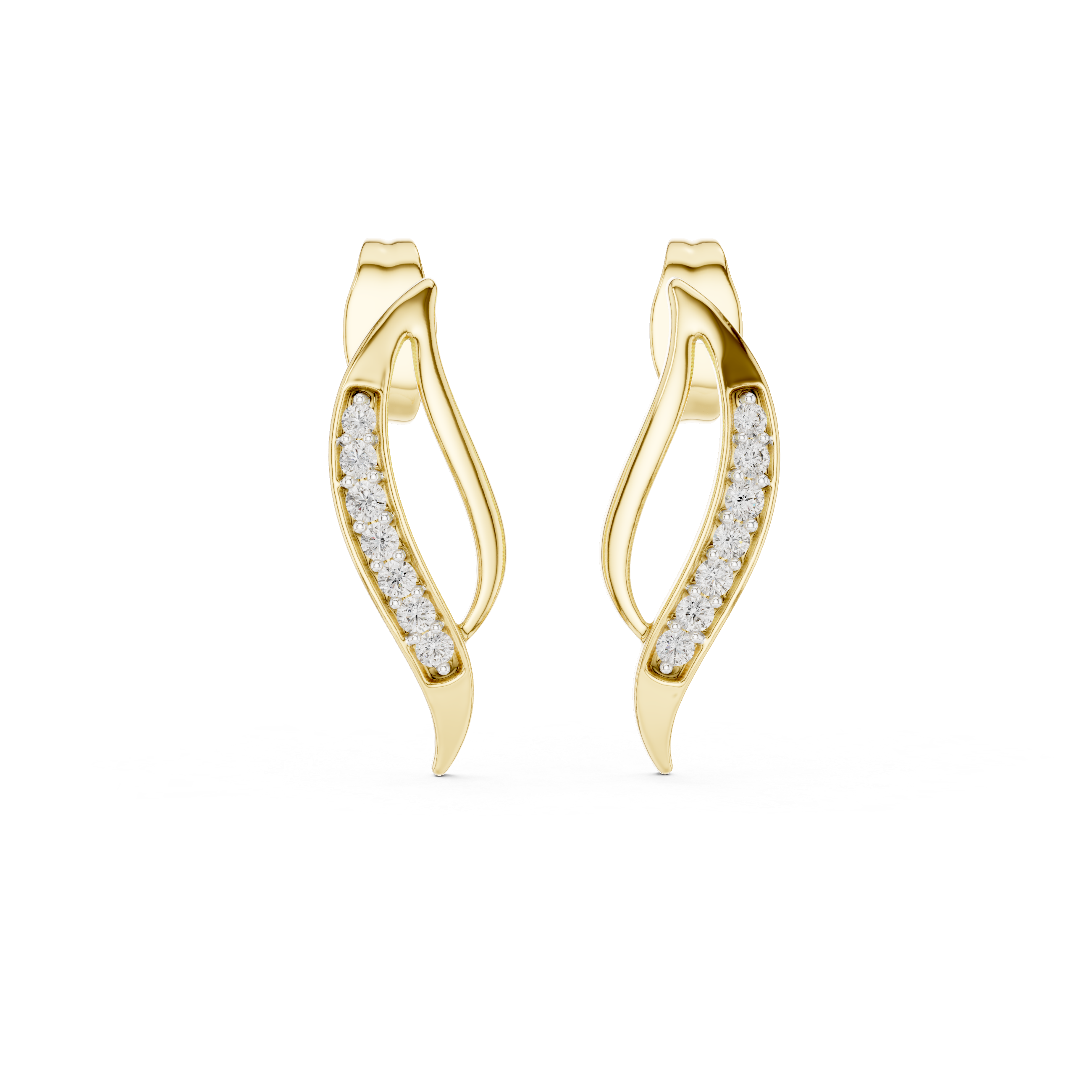 The Fluid Bow Moissanite Ribbon Stud Earrings