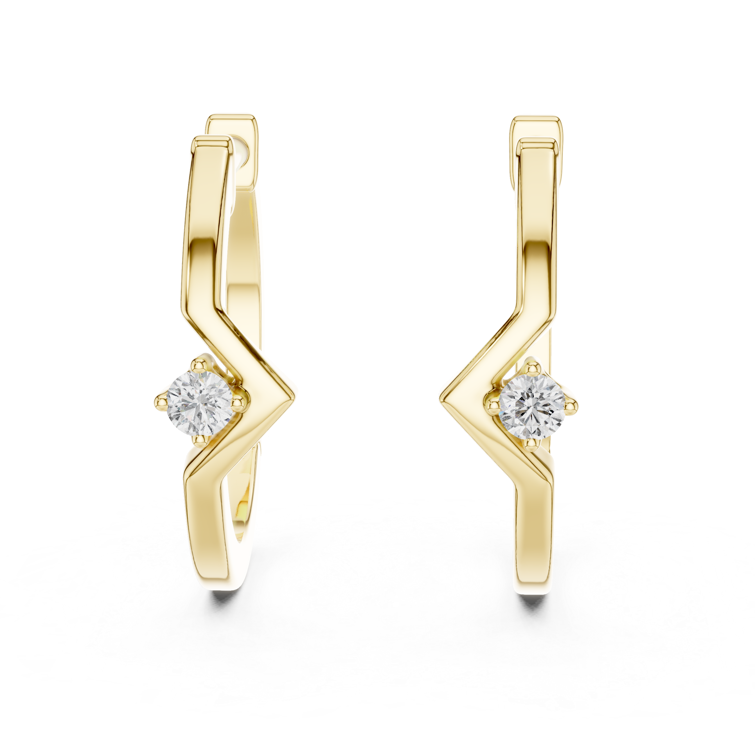 The Geo-Spark Moissanite Geometric Huggie Hoops