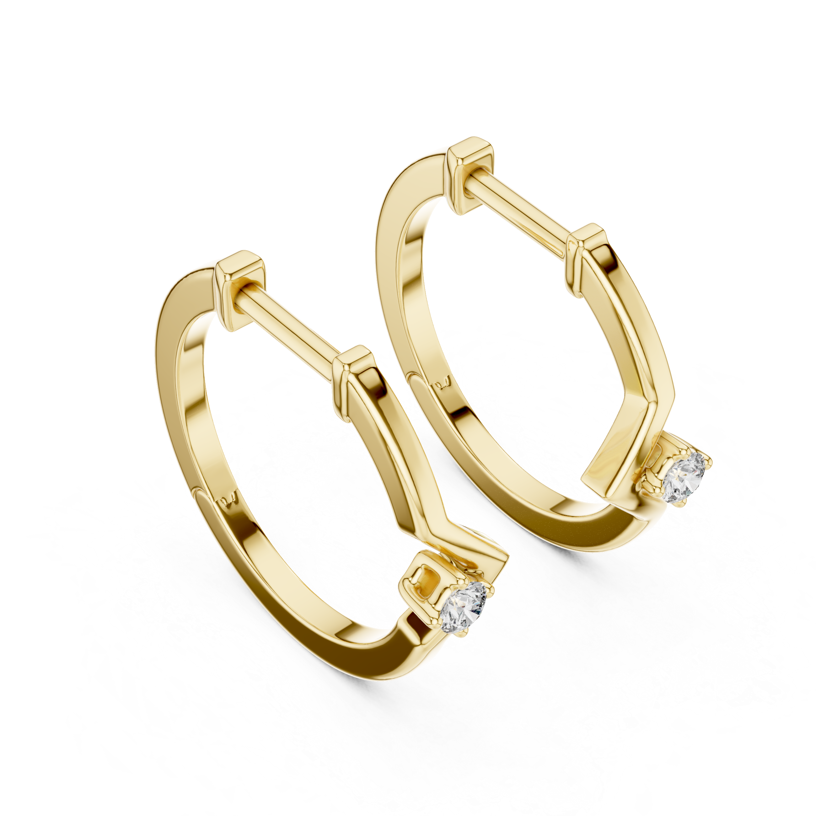 The Geo-Spark Moissanite Geometric Huggie Hoops