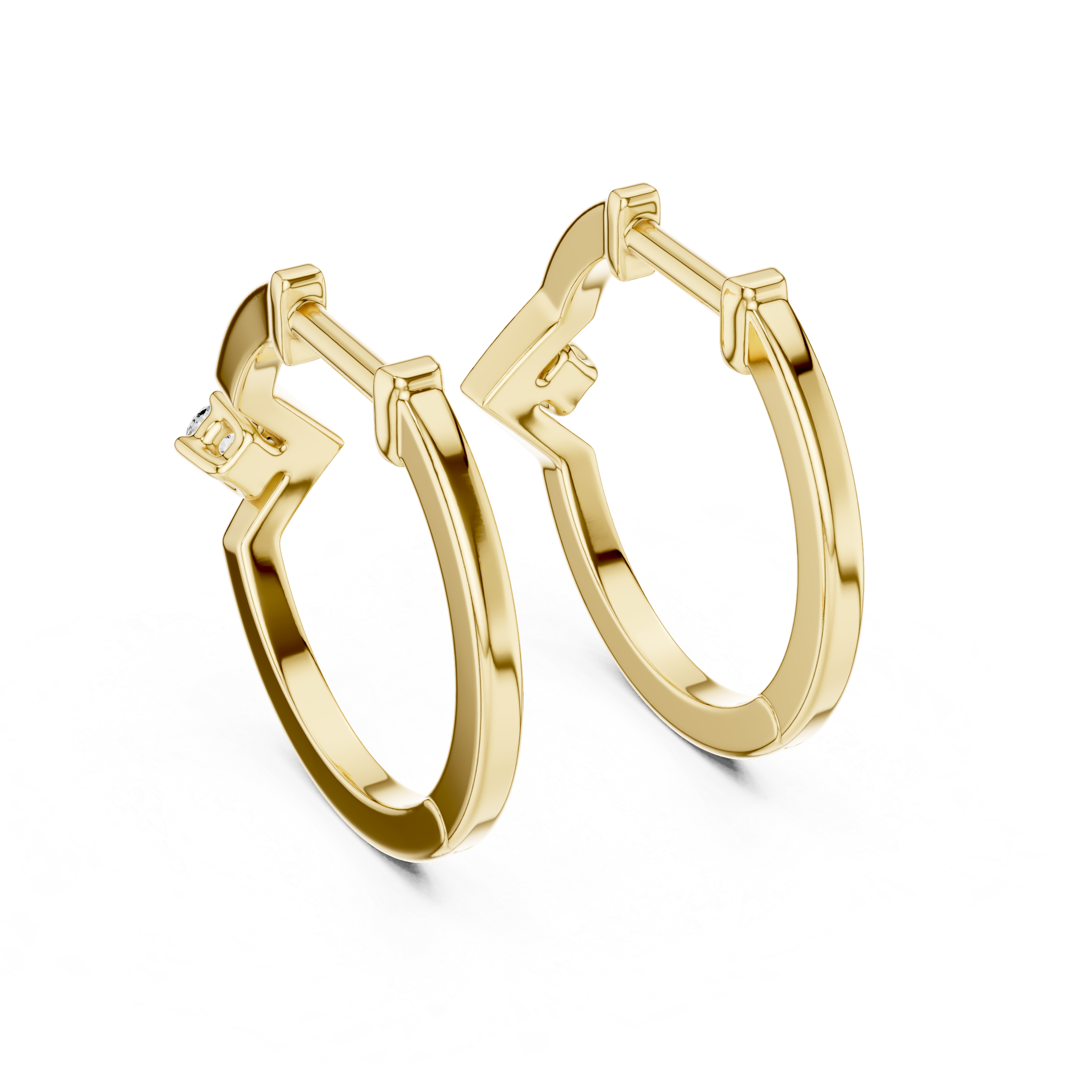 The Geo-Spark Moissanite Geometric Huggie Hoops