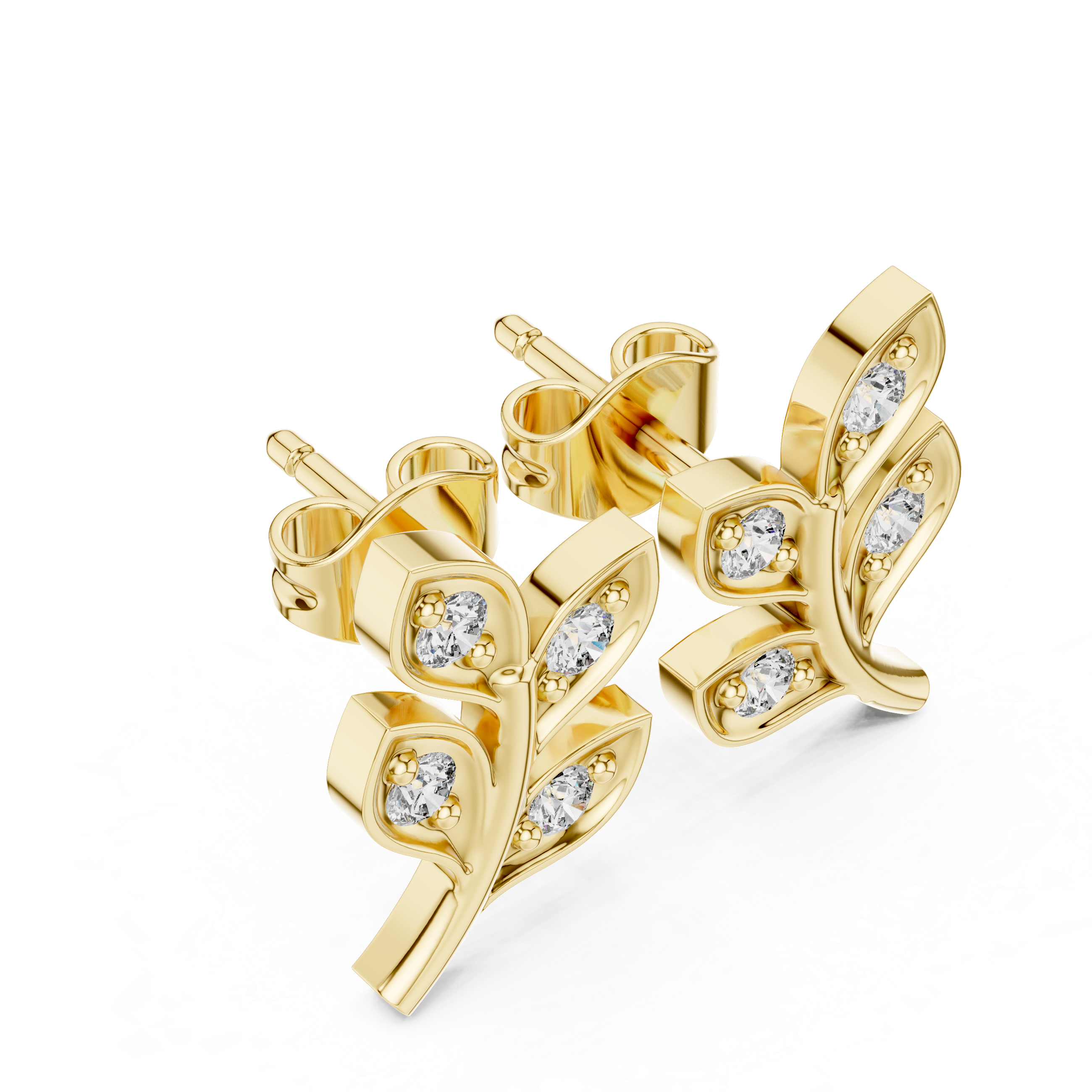 The Gilded Branch Moissanite Leaf Stud Earrings
