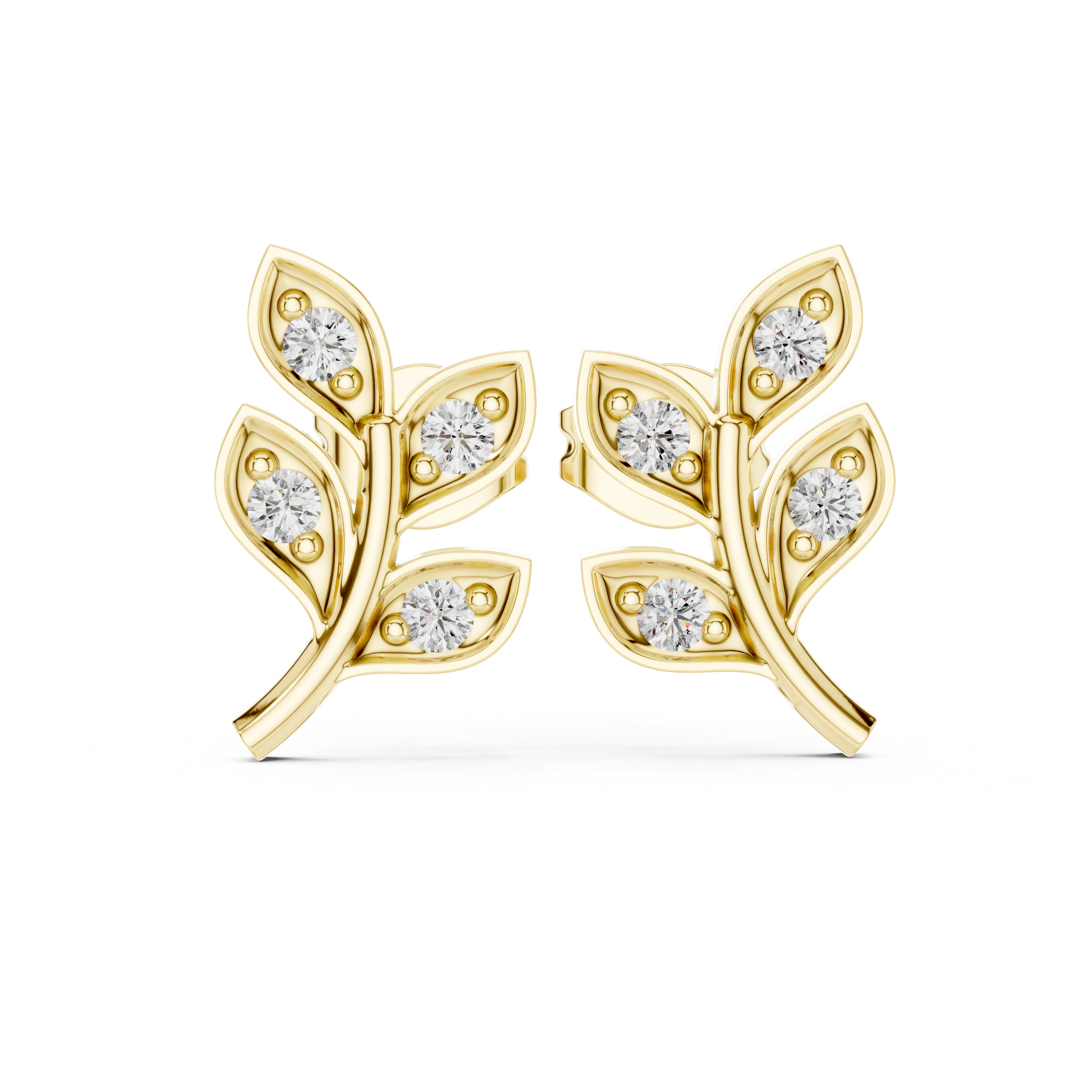The Gilded Branch Moissanite Leaf Stud Earrings