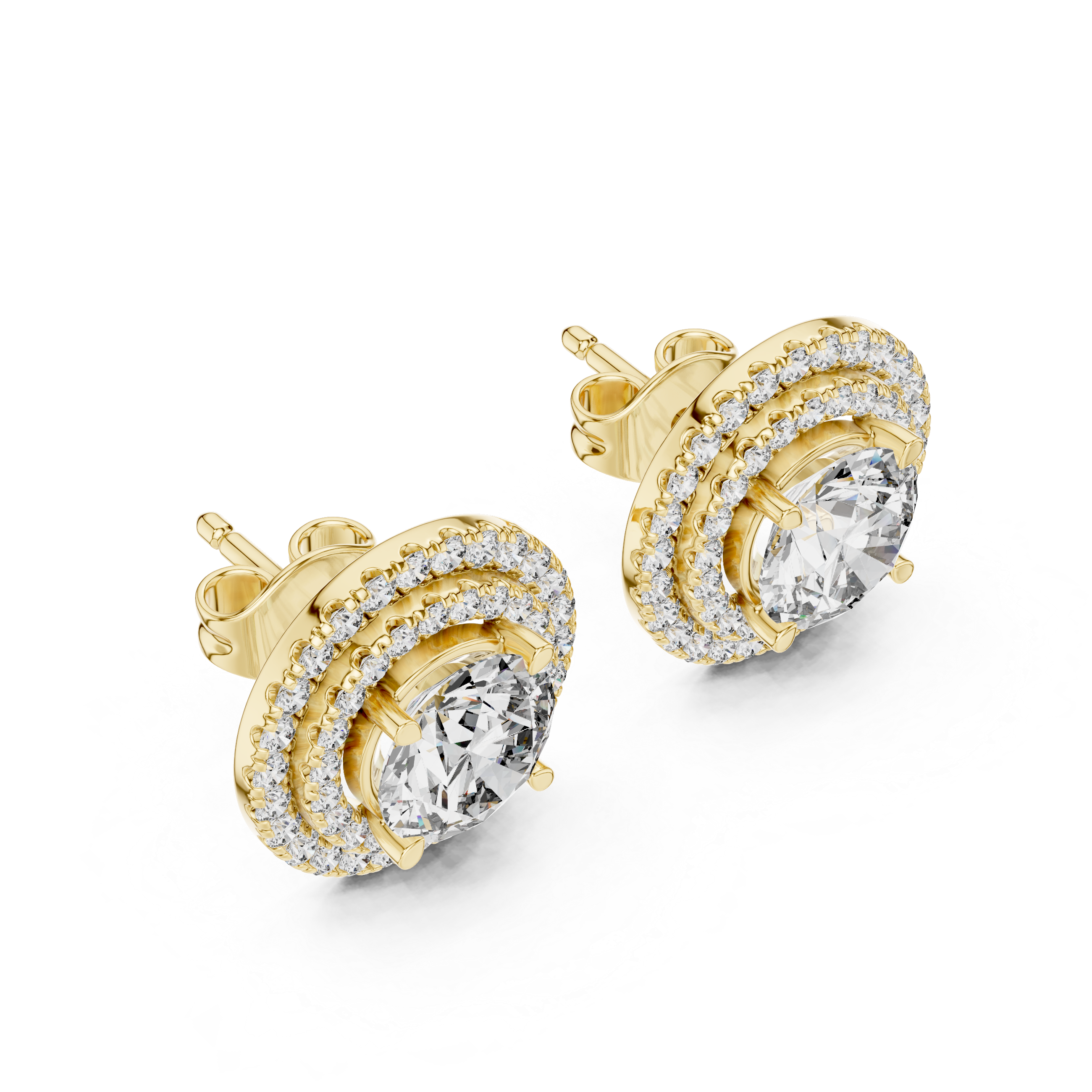 The Brilliant Arc Moissanite Pave Half-Hoop Stud Earrings
