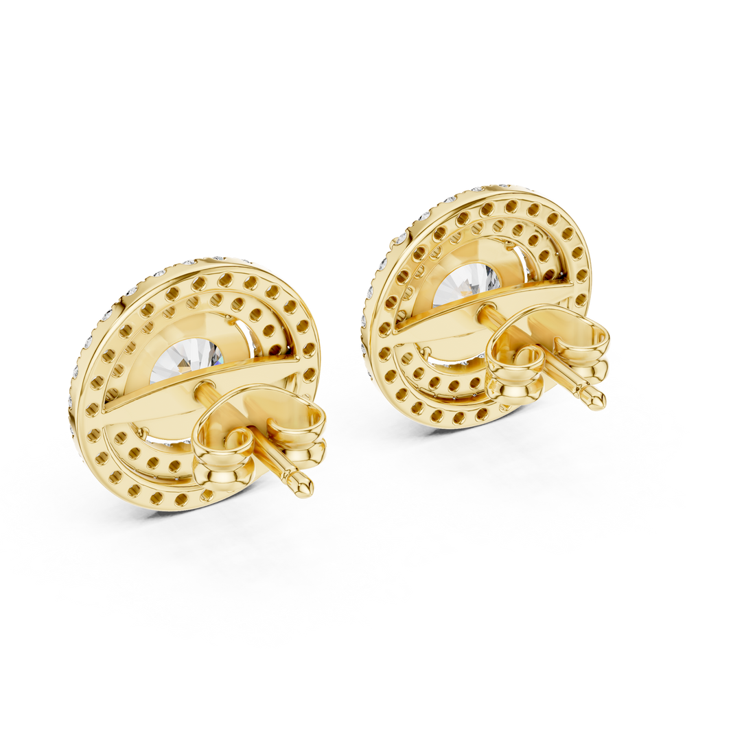 The Brilliant Arc Moissanite Pave Half-Hoop Stud Earrings