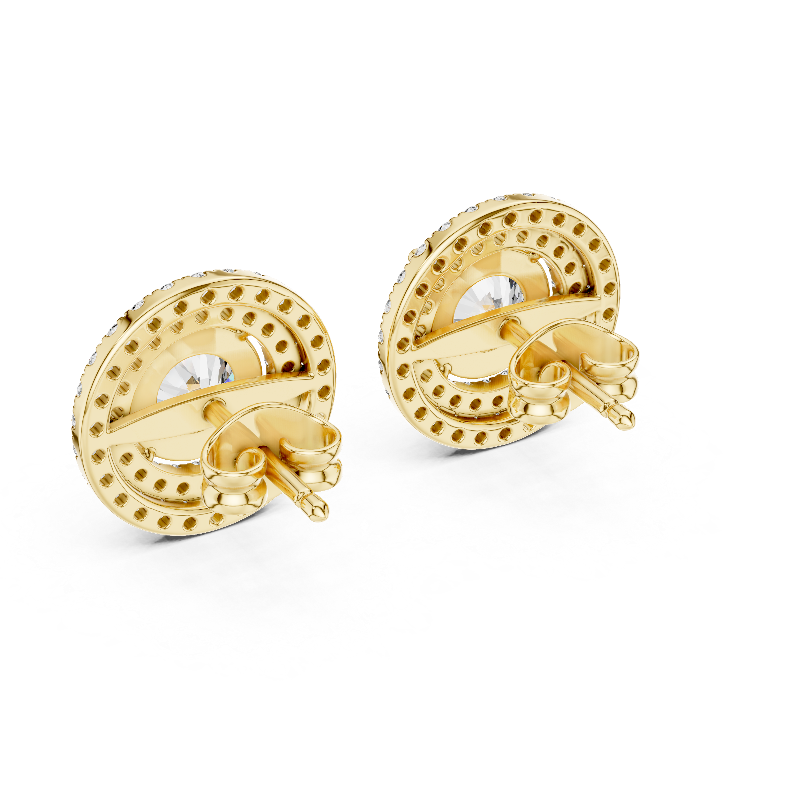 The Brilliant Arc Moissanite Pave Half-Hoop Stud Earrings