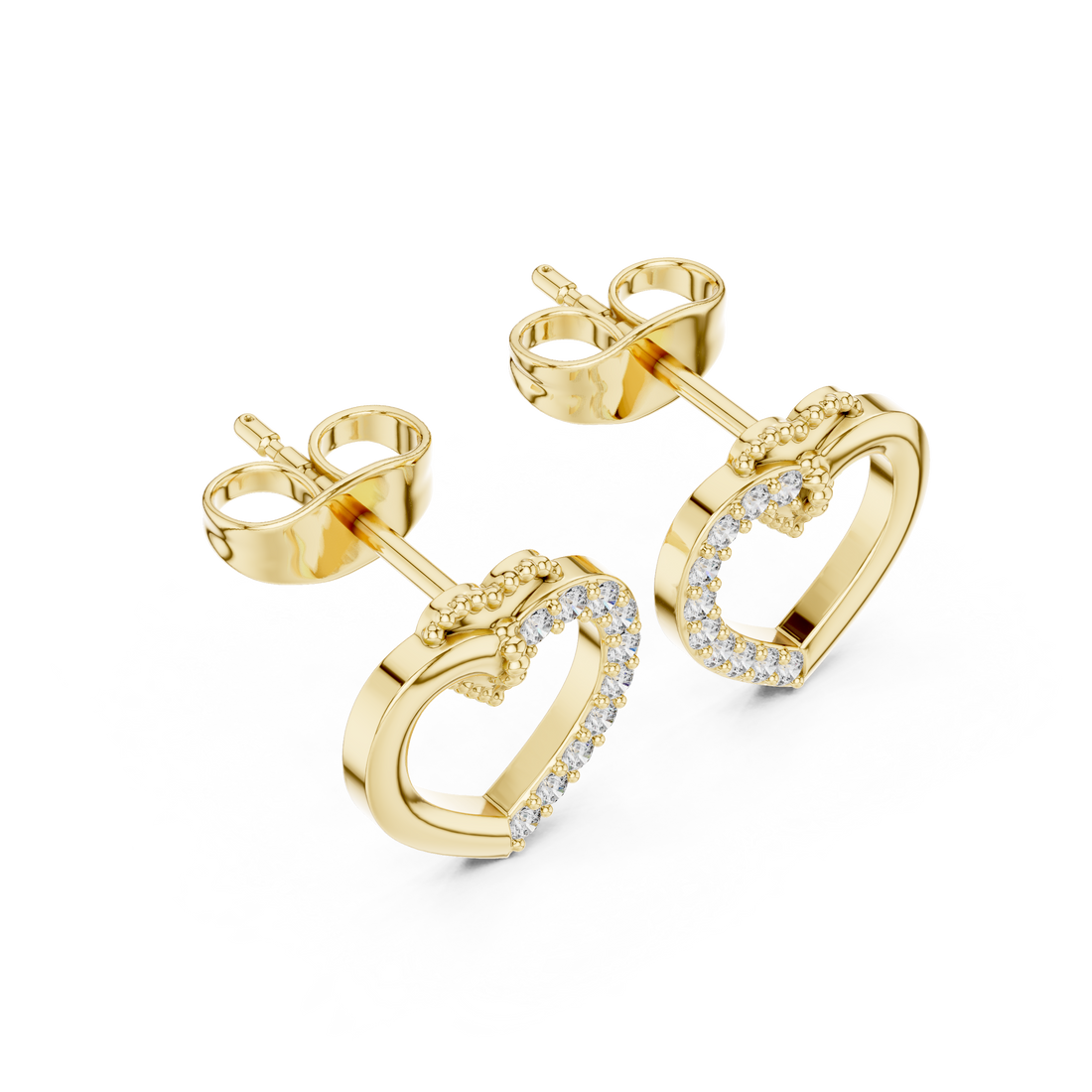 The Eternal Spark Moissanite Pave Heart Stud Earrings