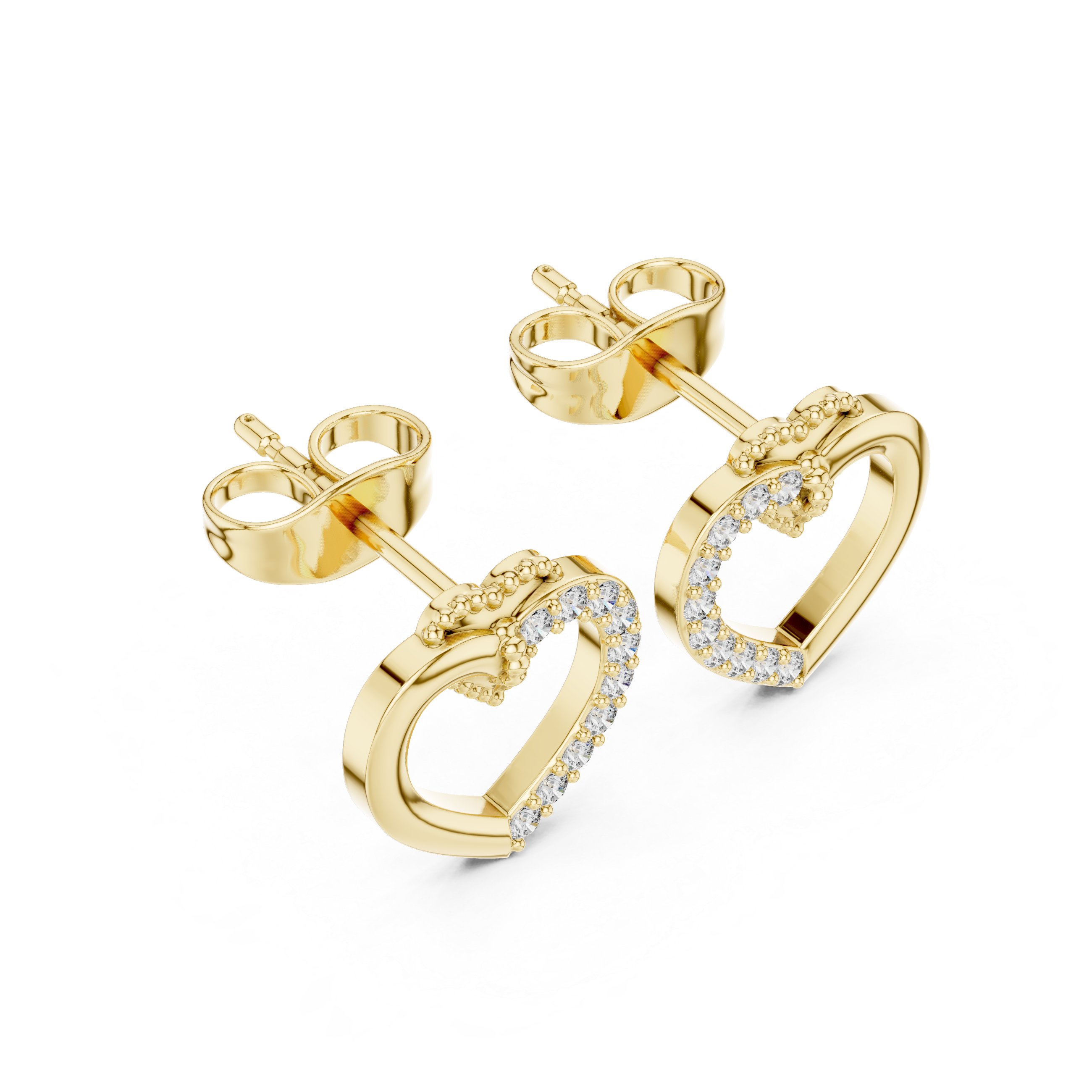 The Eternal Spark Moissanite Pave Heart Stud Earrings