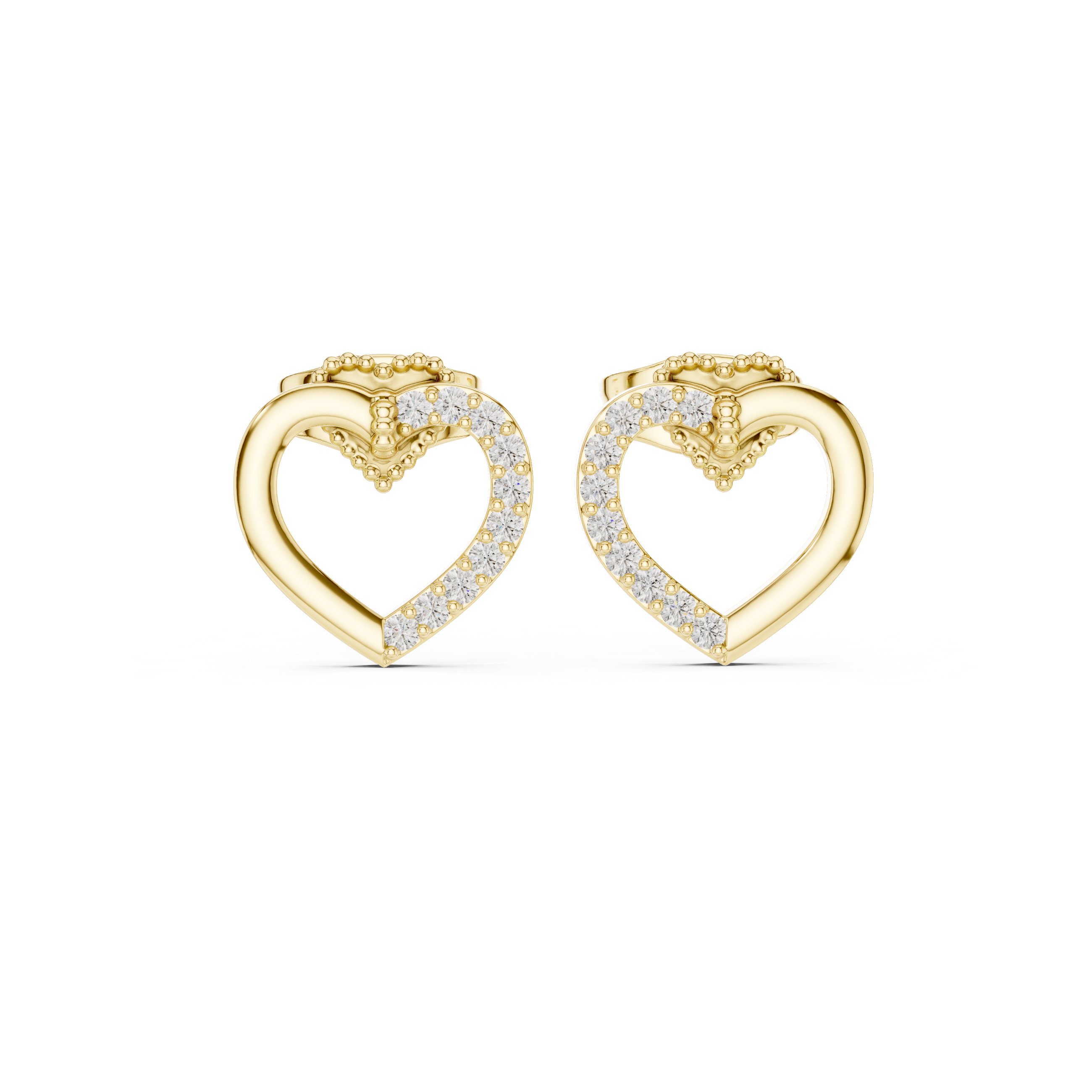 The Eternal Spark Moissanite Pave Heart Stud Earrings