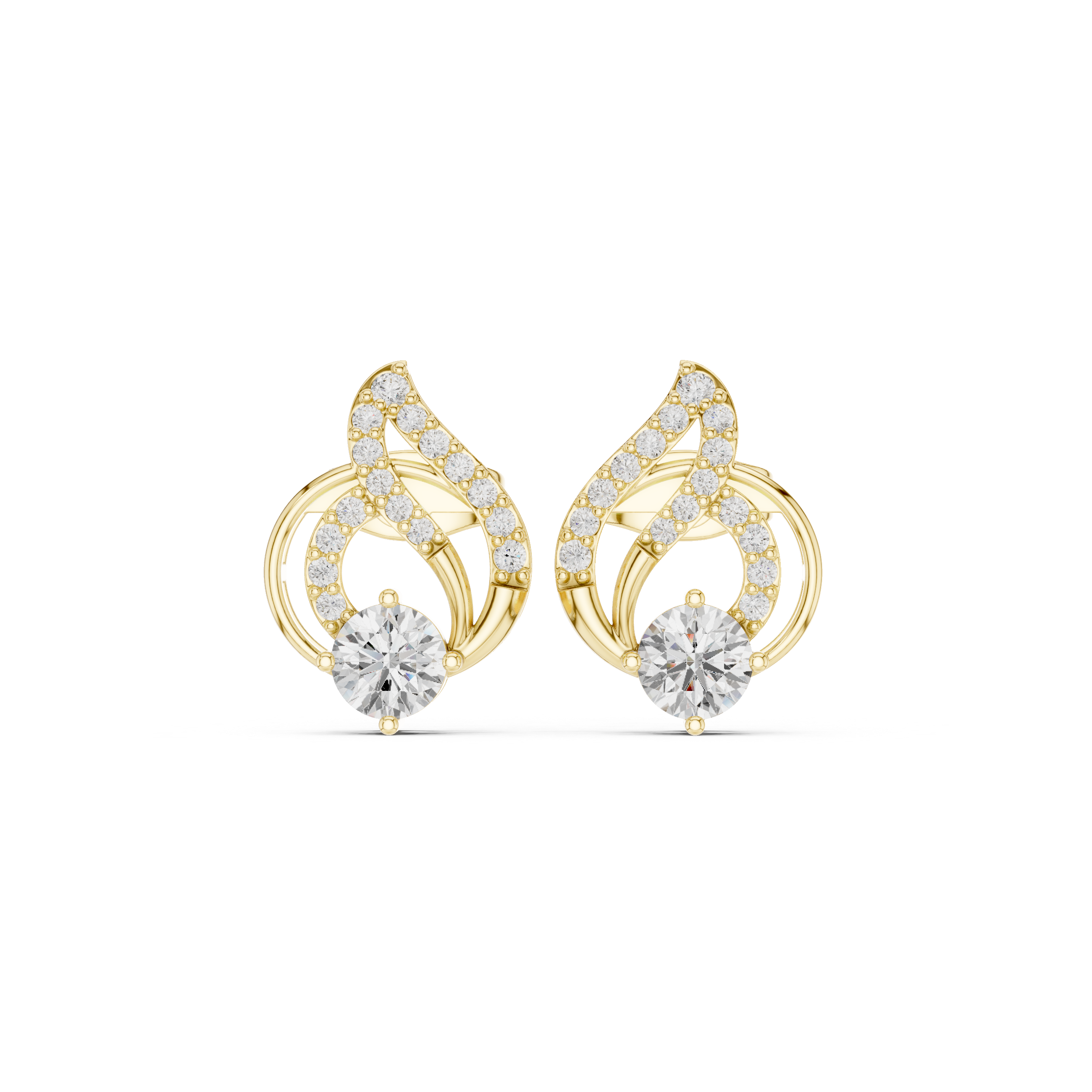 The Sculpted Teardrop Moissanite Pave Drop Stud Earrings