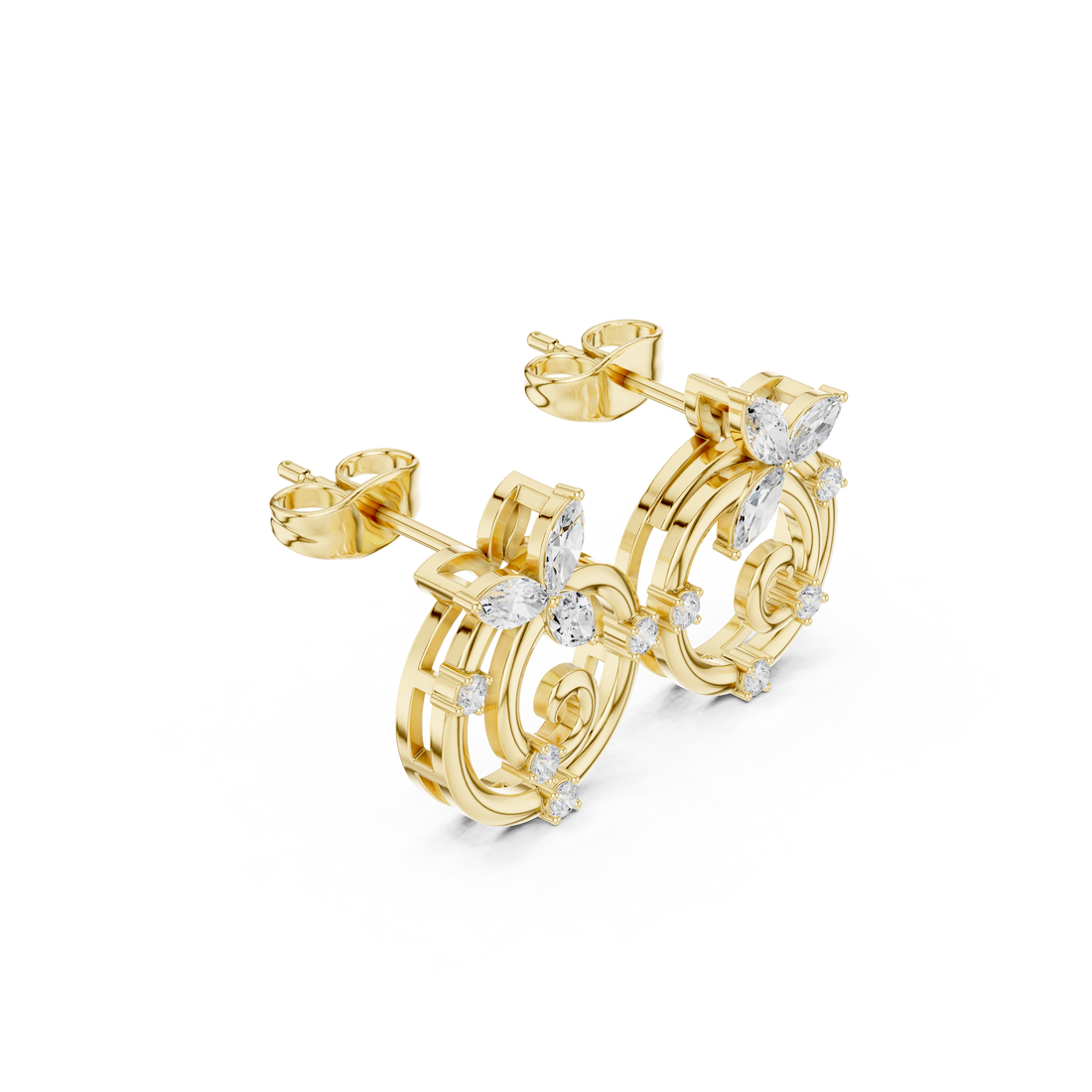 The Sculpted Glow Moissanite Diamond-Cut Cuff Earrings