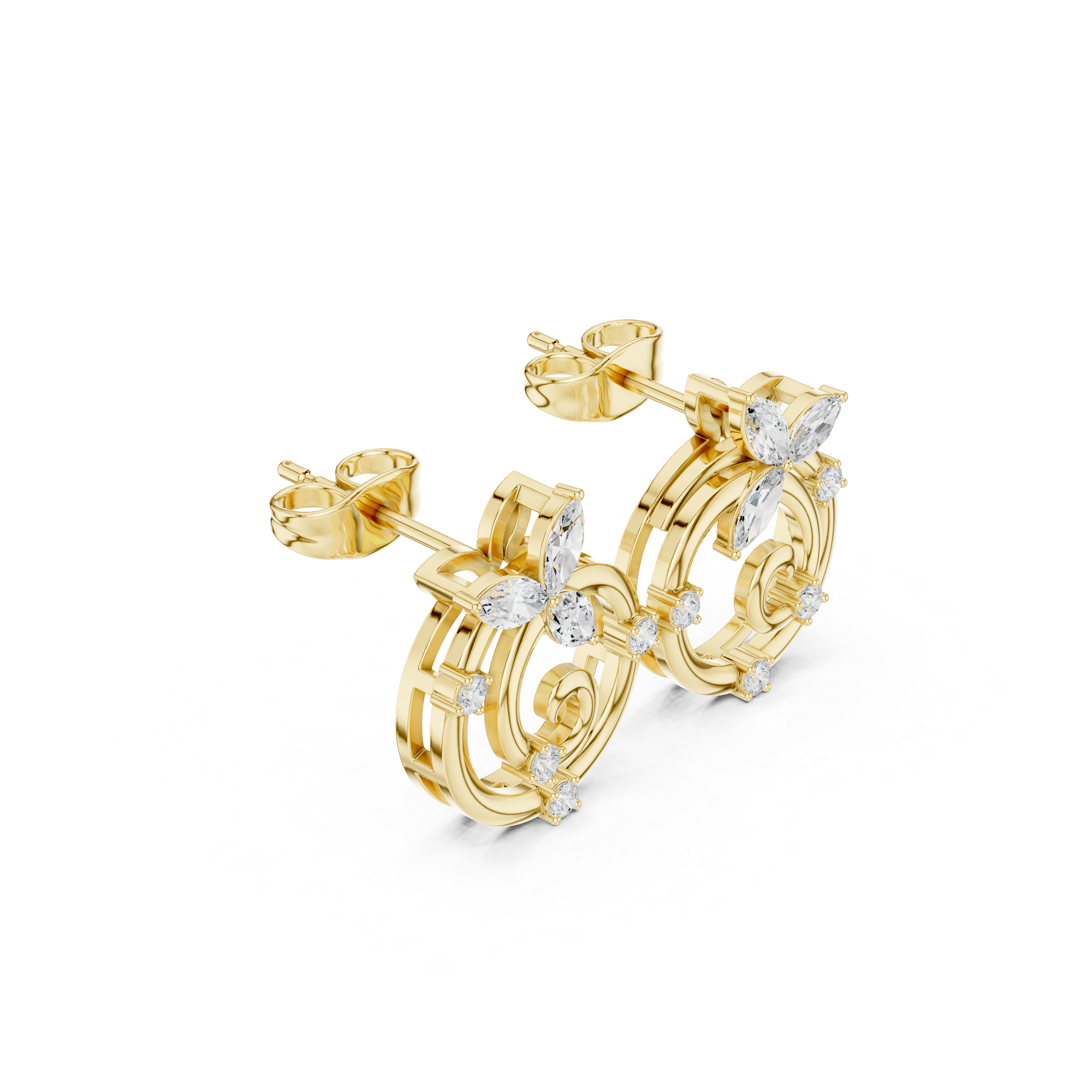The Sculpted Glow Moissanite Diamond-Cut Cuff Earrings