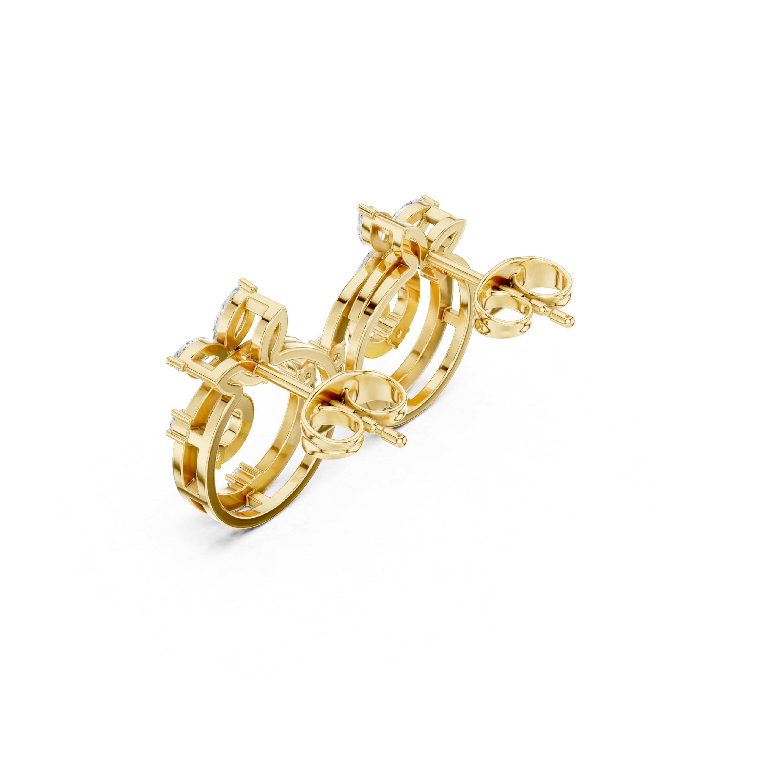 The Sculpted Glow Moissanite Diamond-Cut Cuff Earrings