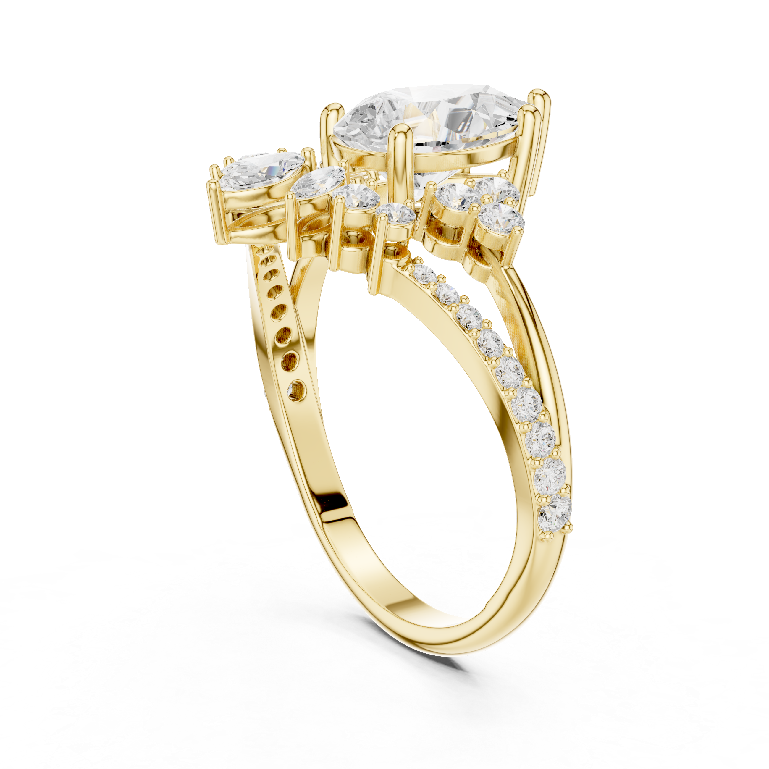 The Aura Wide Band Triple Pave Ring