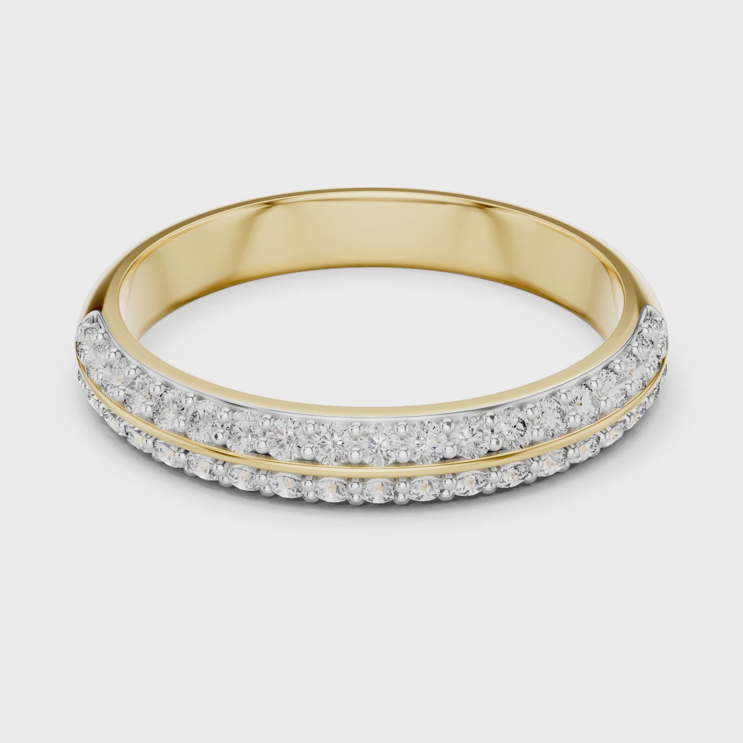 The Aurora V-Band Moissanite Contoured Pave Ring