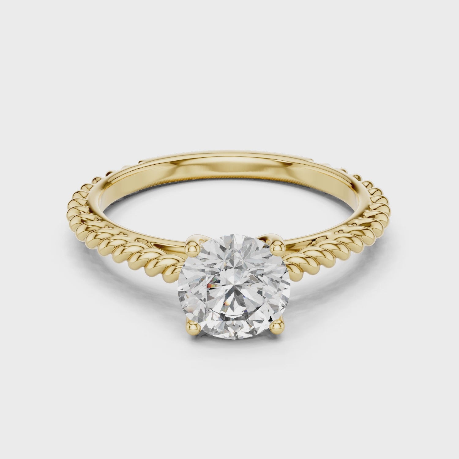 The Vintage Rope Solitaire Ring | 1.0 CT Look, Textured Elegance