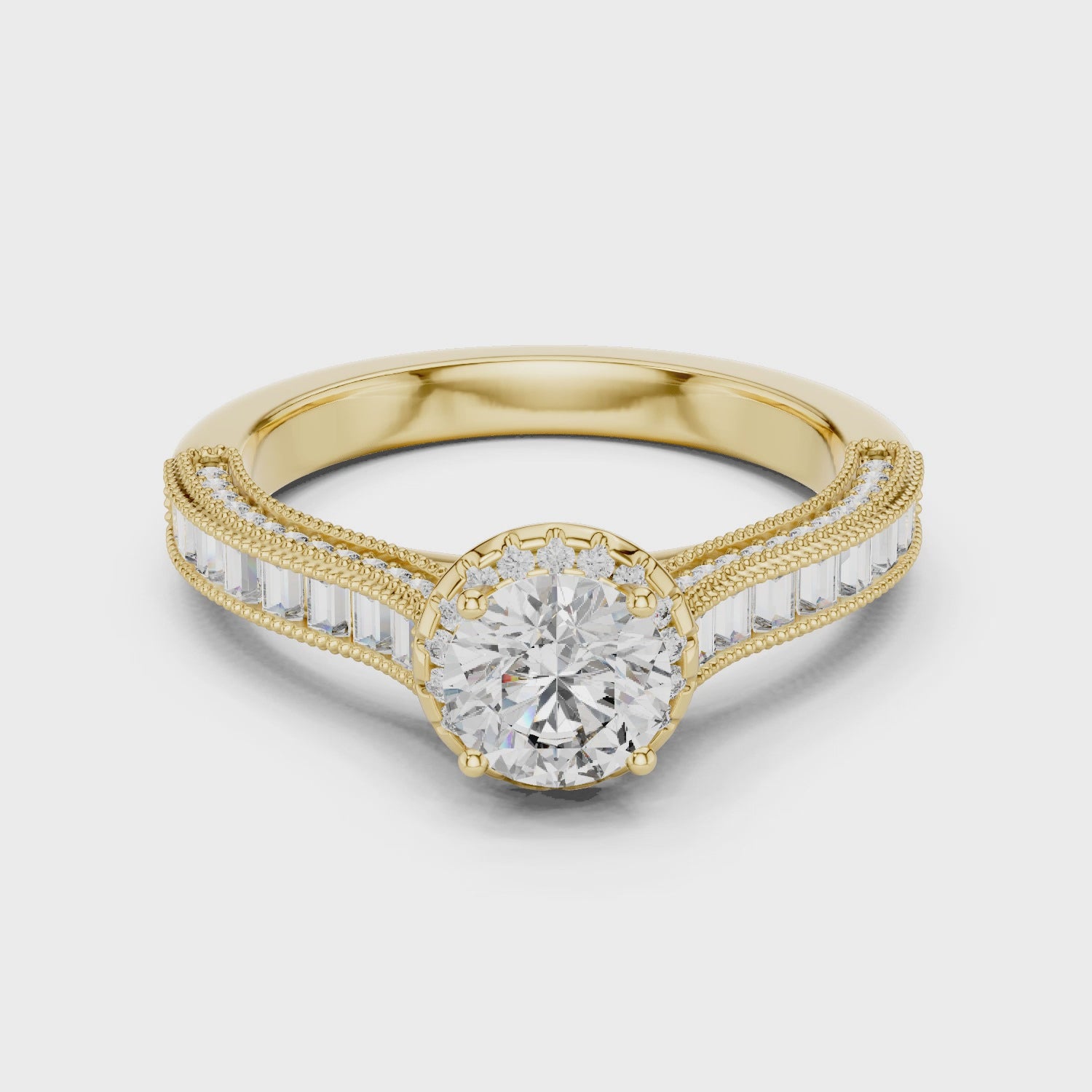 The Grande Baguette Halo Ring | Vintage Inspired Statement