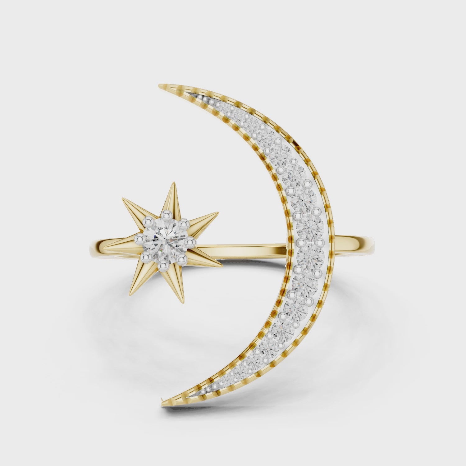 The Aurora Cascade Moissanite Tapered Cluster Ring