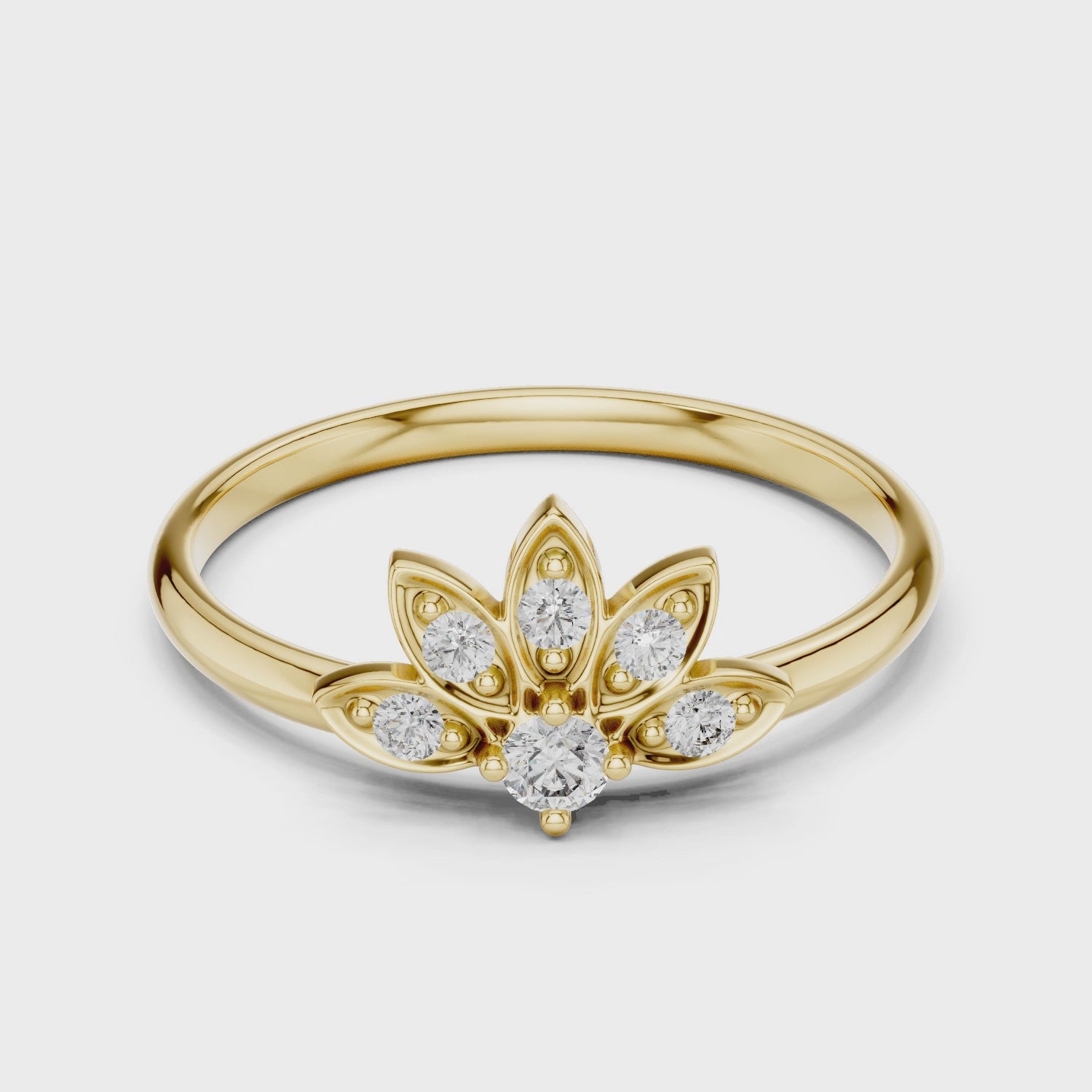 The Lotus Petal Moissanite Ring | Stackable Statement