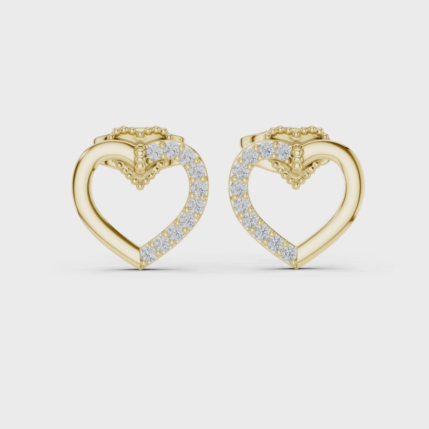 The Eternal Spark Moissanite Pave Heart Stud Earrings