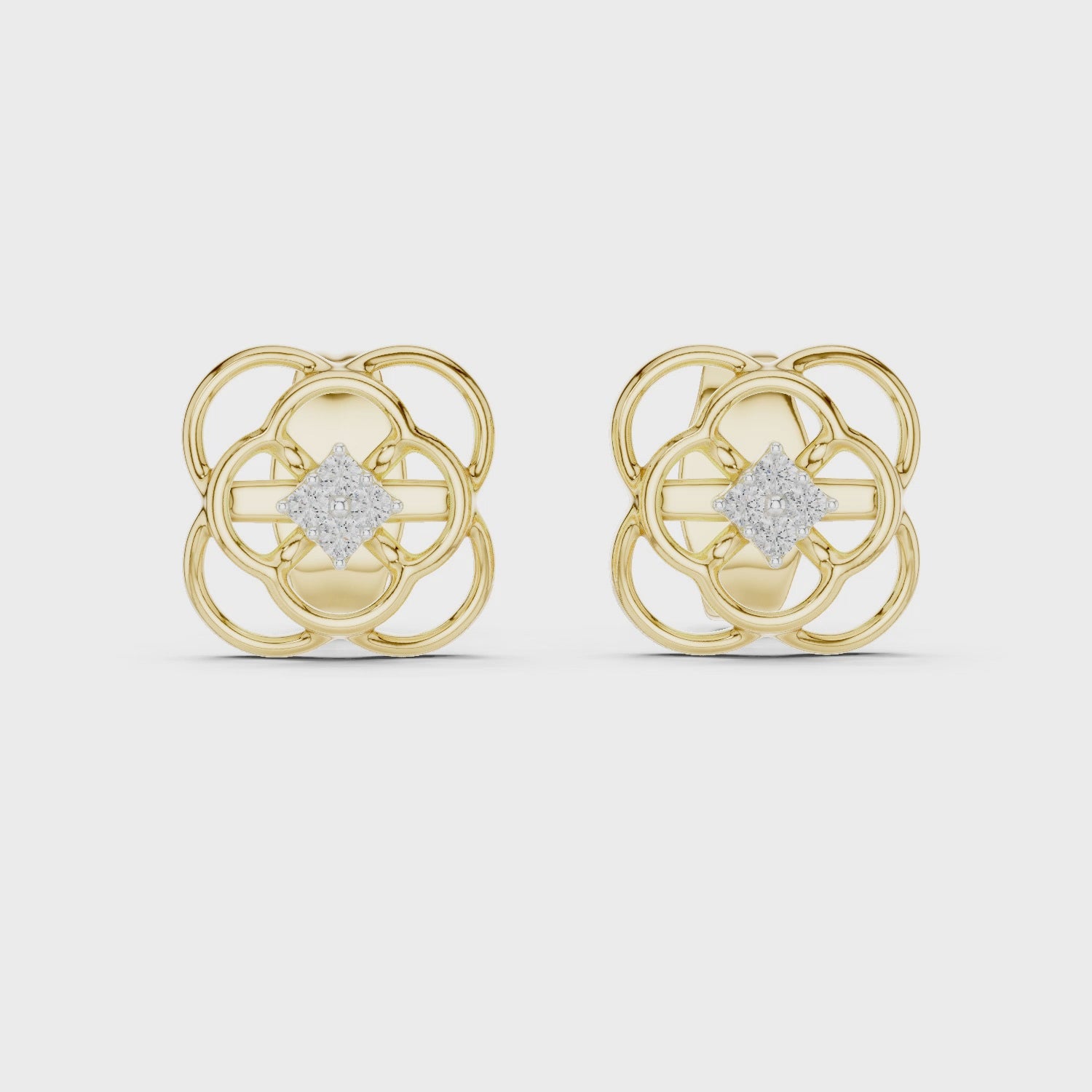 The Petal Glimmer Moissanite Flower Stud Earrings