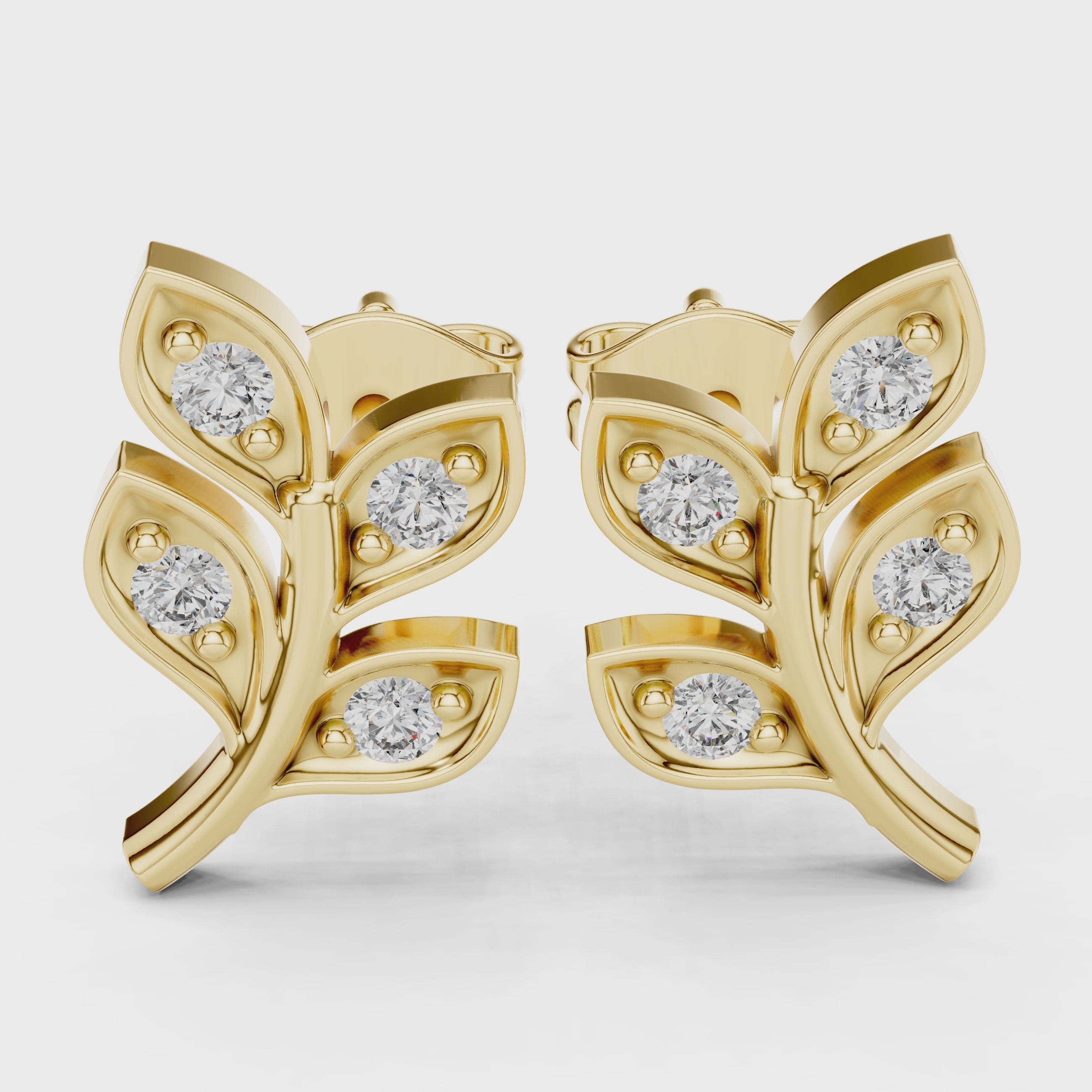 The Gilded Branch Moissanite Leaf Stud Earrings