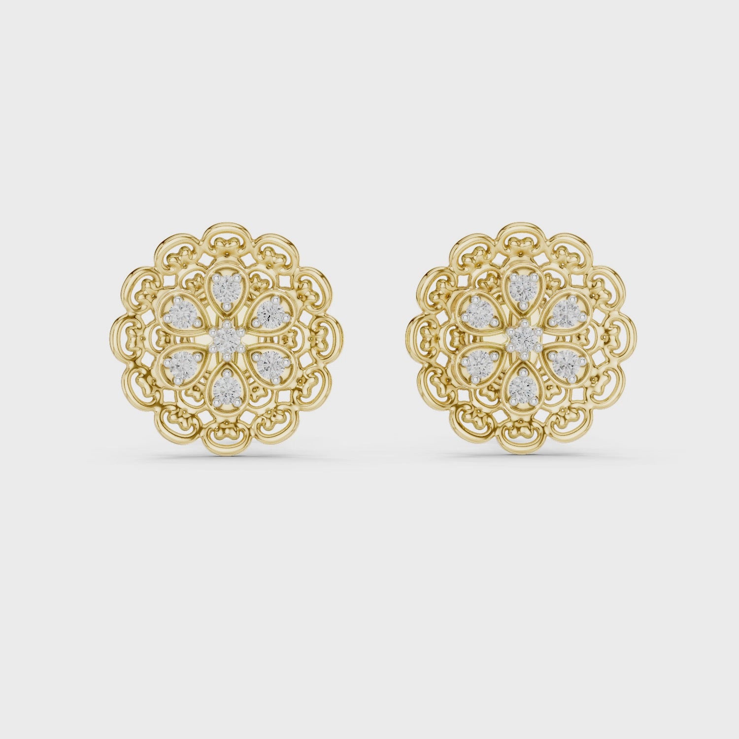 The Vintage Filigree Moissanite Flower Stud Earrings