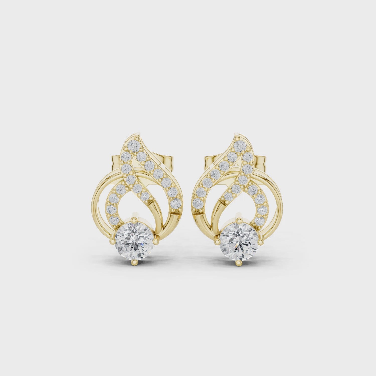 The Sculpted Teardrop Moissanite Pave Drop Stud Earrings